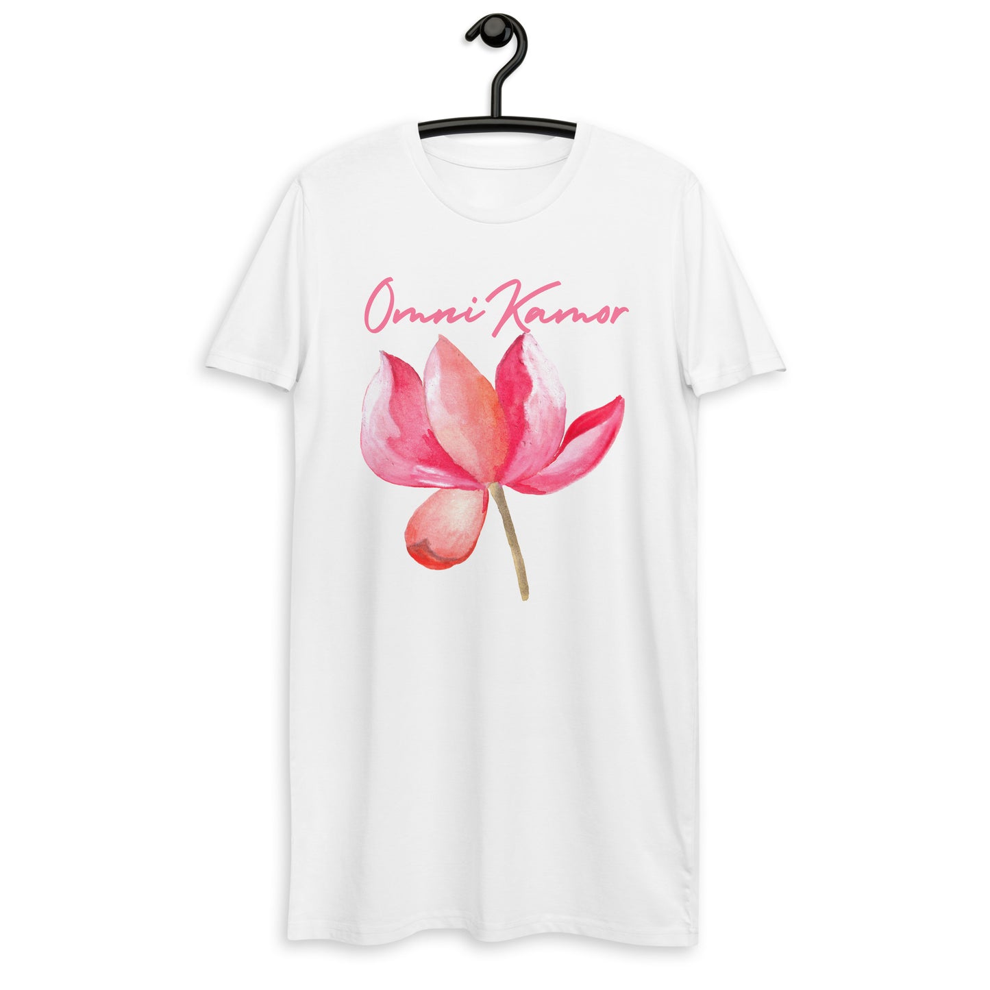 Organic Cotton Signature Peach Flower T-Shirt Dress White