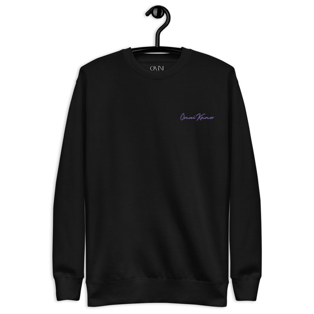 Embroidered Purple Signature Unisex Fleece Pullover