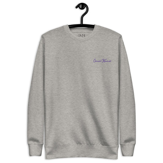 Embroidered Purple Signature Unisex Fleece Pullover Bright
