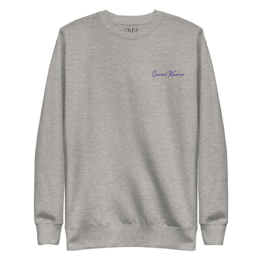 Embroidered Purple Signature Unisex Fleece Pullover Bright