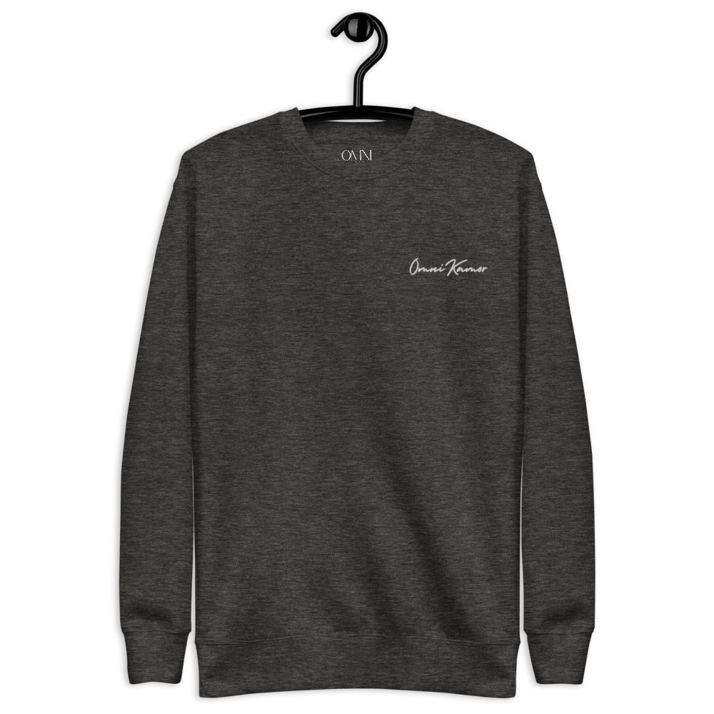 Embroidered Left Chest Signature Unisex Fleece Pullover Dark