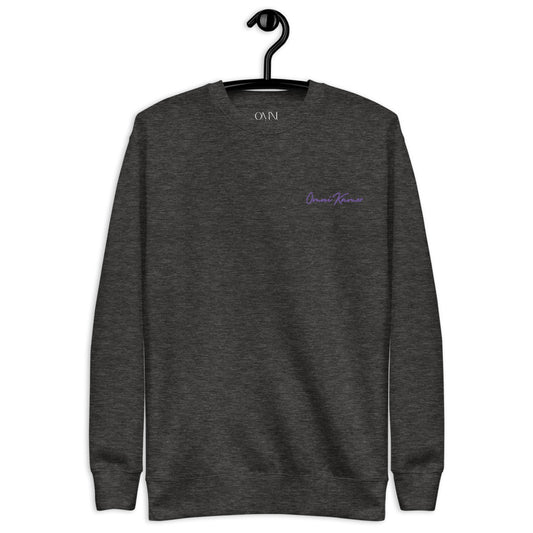 Embroidered Purple Signature Unisex Fleece Pullover