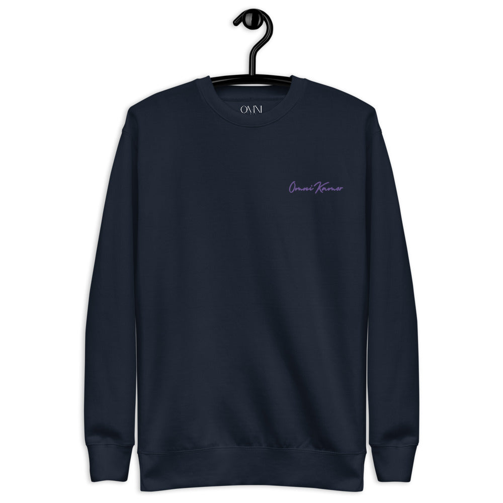 Embroidered Purple Signature Unisex Fleece Pullover