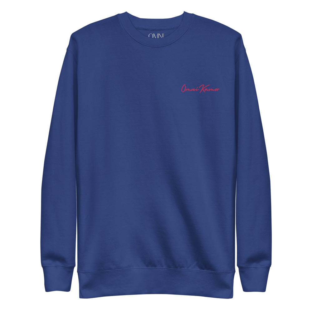 Women's Embroidered Pink Signature Unisex Fleece Pullover Dark Left
