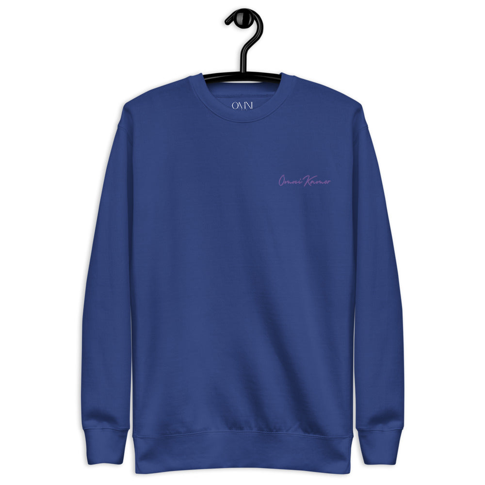 Embroidered Purple Signature Unisex Fleece Pullover