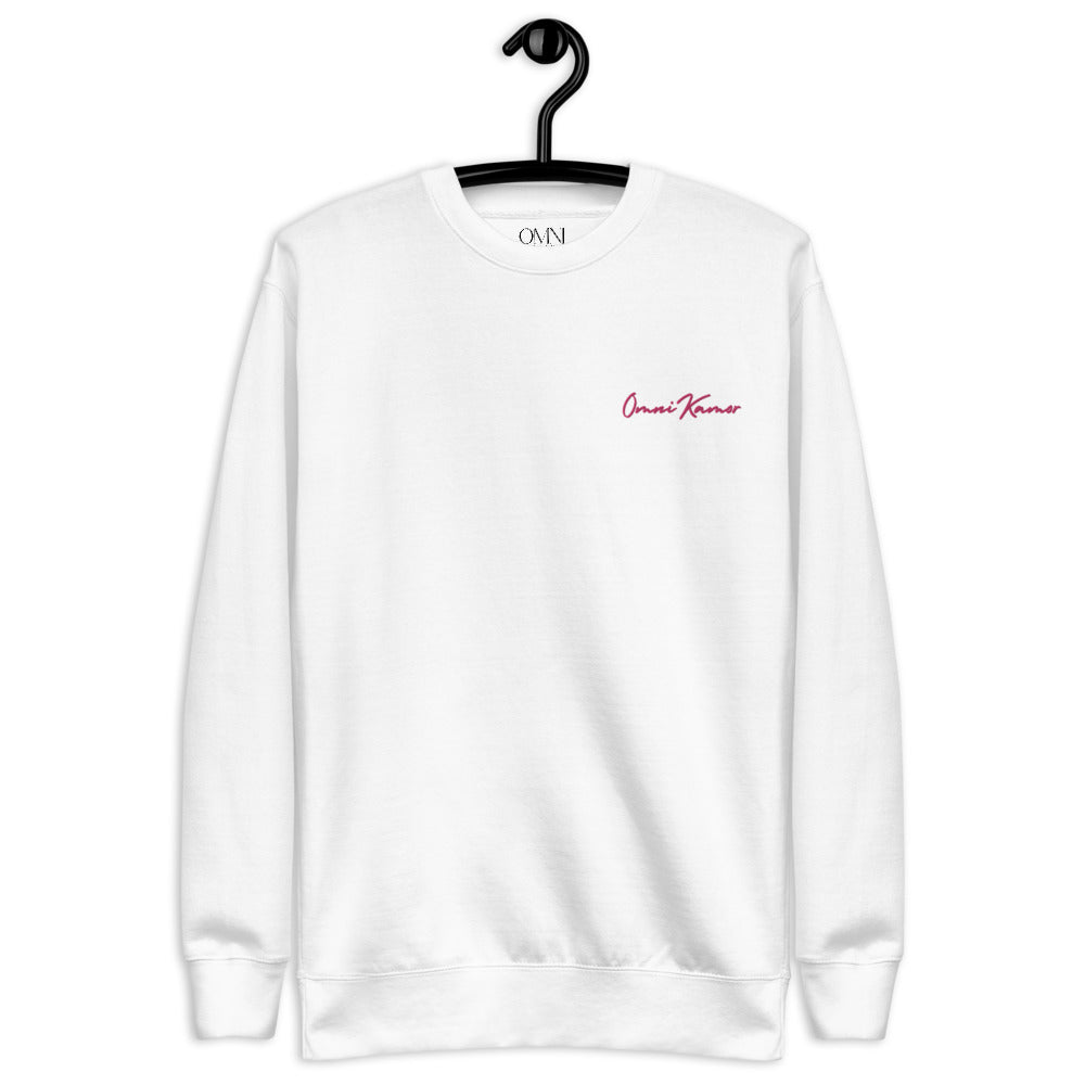 Women's Embroidered Pink Signature Unisex Fleece Pullover Bright
