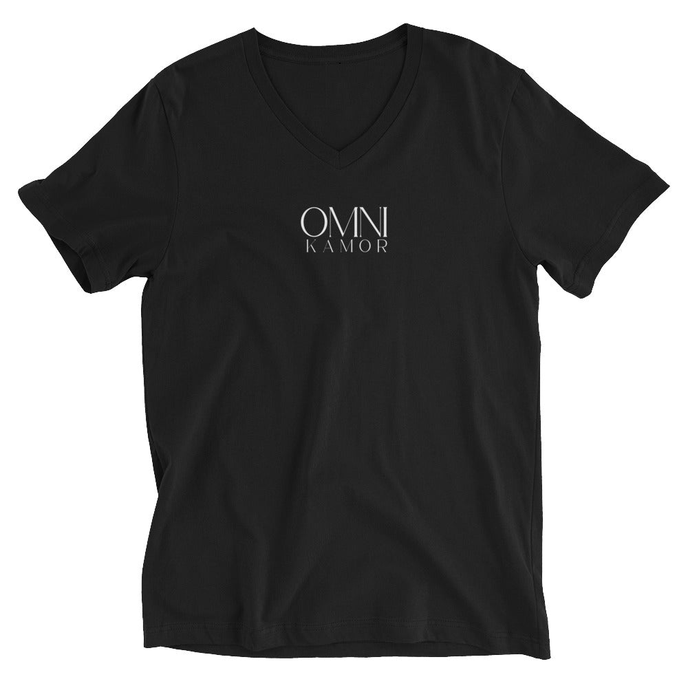 "Red Flower" Unisex Short Sleeve V-Neck T-Shirt Black