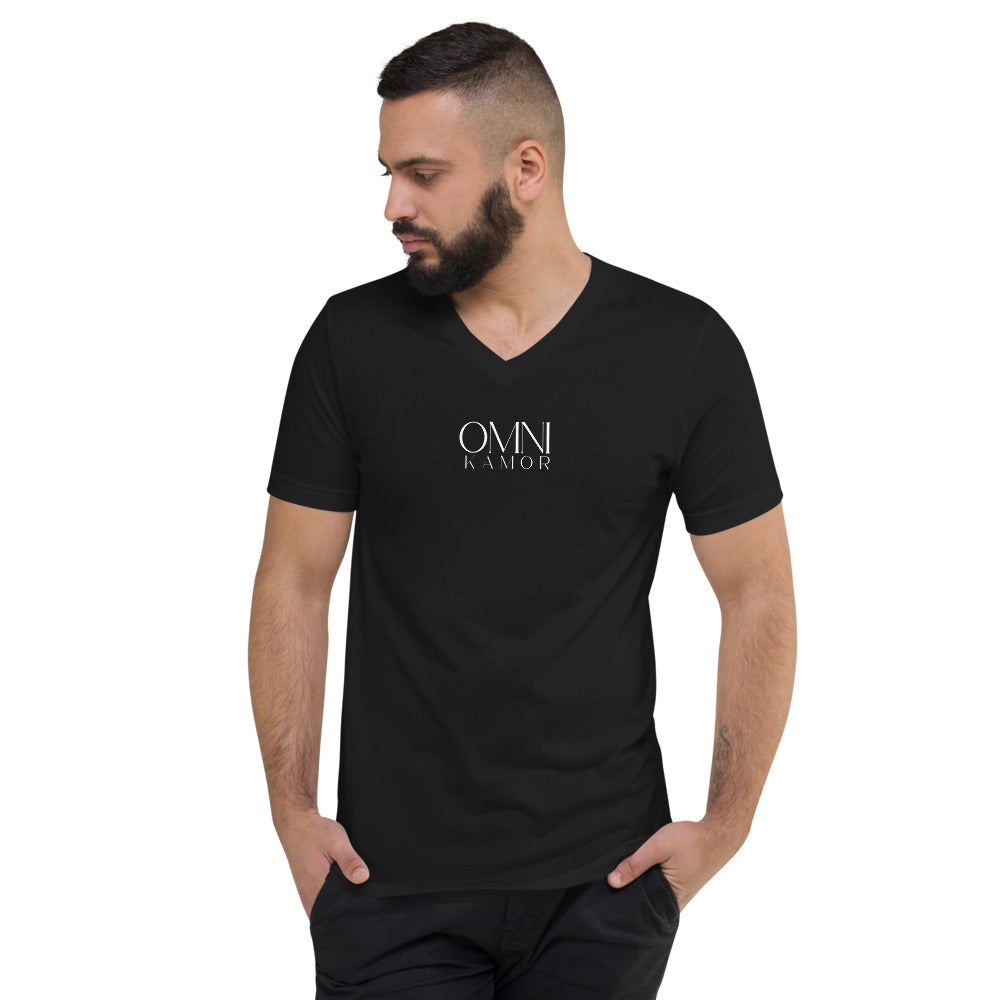"Red Flower" Unisex Short Sleeve V-Neck T-Shirt Black