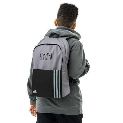 Embroidered Stacked Logo Adidas Backpack Grey