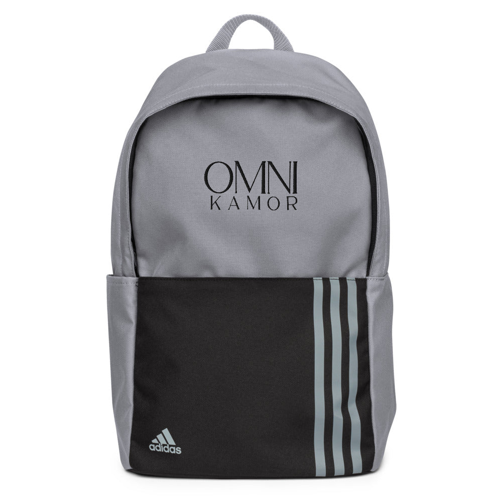 Embroidered Stacked Logo Adidas Backpack Grey