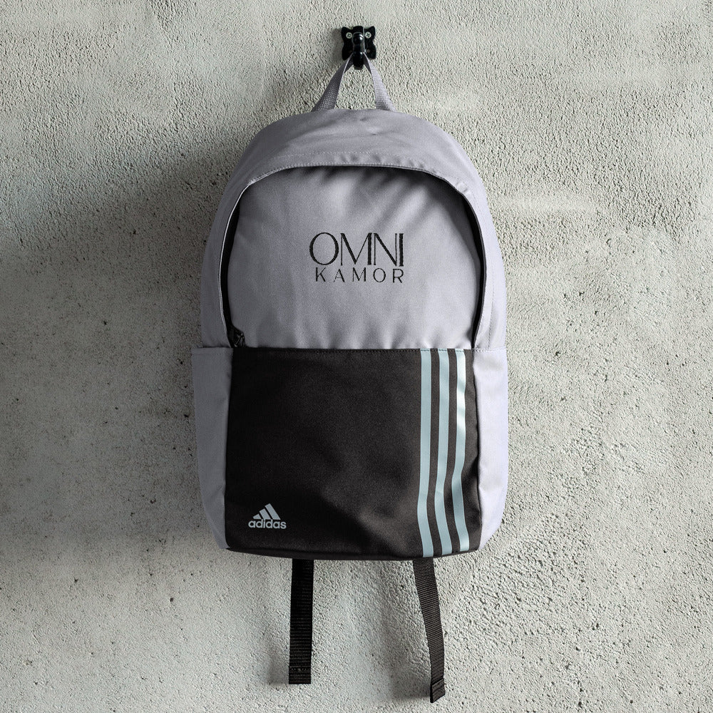 Embroidered Stacked Logo Adidas Backpack Grey