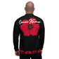 Red Flower Unisex Lightweight Bomber Jacket Black