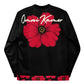 Red Flower Unisex Lightweight Bomber Jacket Black