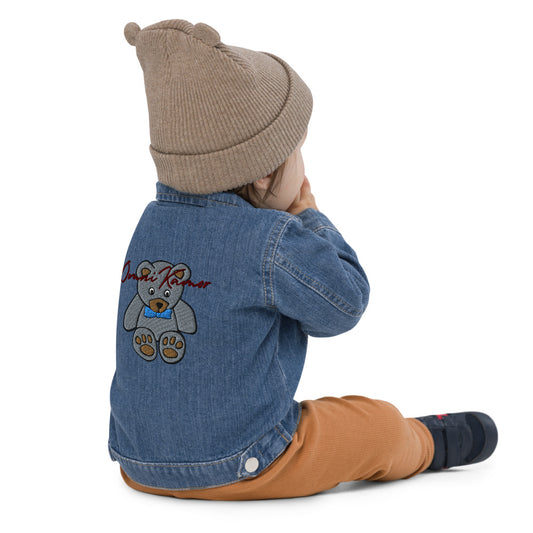 Baby Boy's Organic Embroidered Teddy Bear Signature Denim Jacket