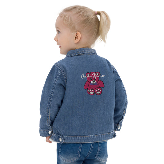 Baby Girl's Organic Embroidered Teddy Bear Signature Denim Jacket