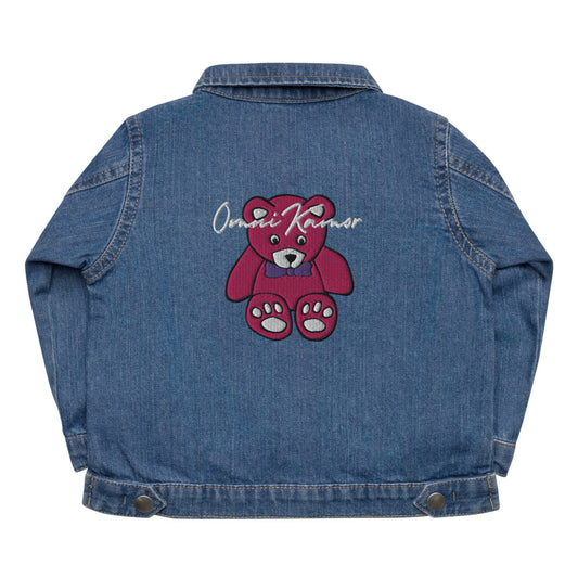 Baby Girl's Organic Embroidered Teddy Bear Signature Denim Jacket