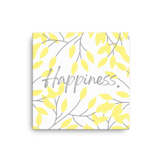 "Happiness" Yellow Leaf Art Framed Canvas Print