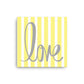 Yellow Pin Stripe "Love" Framed Canvas Print