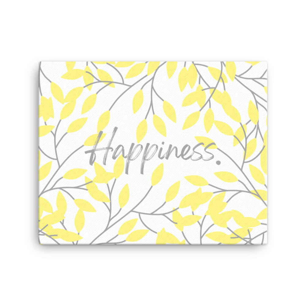 "Happiness" Yellow Leaf Art Framed Canvas Print