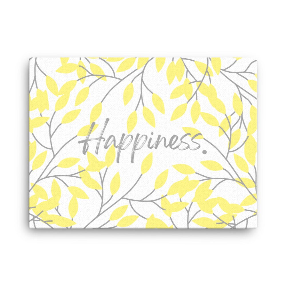 "Happiness" Yellow Leaf Art Framed Canvas Print