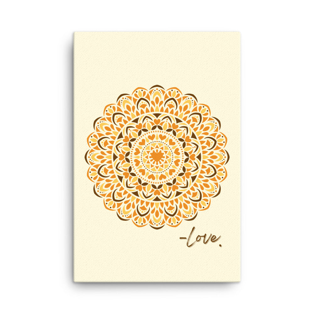 Orange Love Dial Mandala Canvas Print Vertical