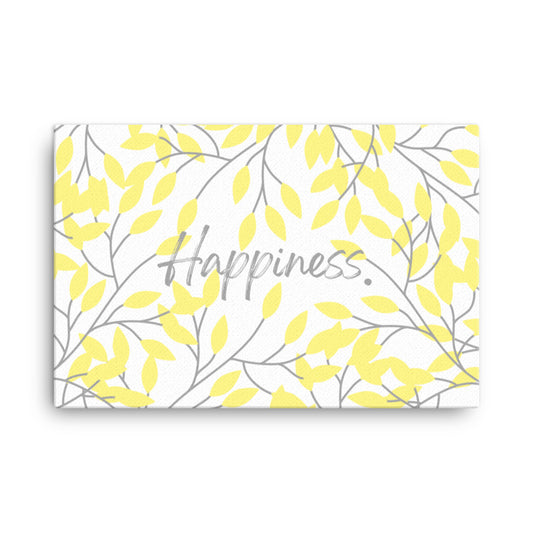 "Happiness" Yellow Leaf Art Framed Canvas Print