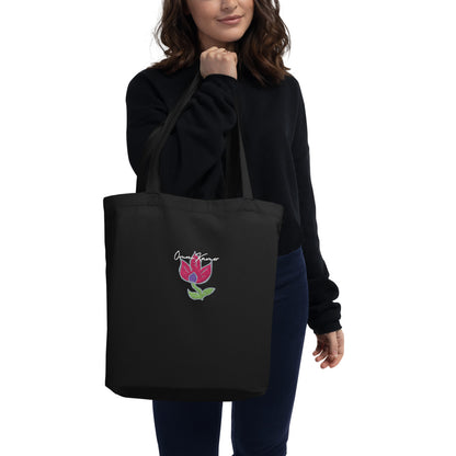 Embroidered Flower Signature Eco Tote Bag