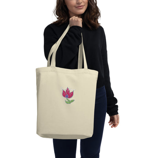 Embroidered Flower Signature Eco Tote Bag