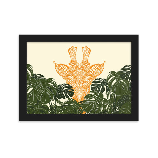 Orange Giraffe Framed Matte Paper Poster Horizontal