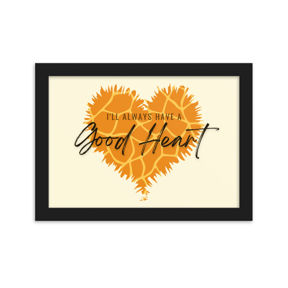 "Good Heart" Giraffe Pattern Framed Matte Paper Poster