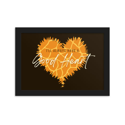 "Good Heart" Giraffe Pattern Framed Matte Paper Poster B