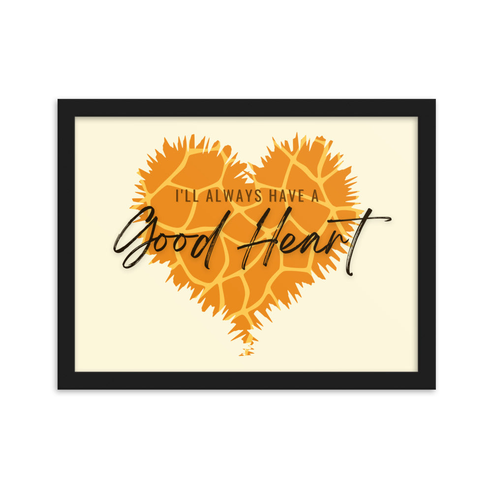 "Good Heart" Giraffe Pattern Framed Matte Paper Poster