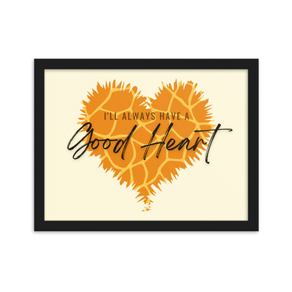 "Good Heart" Giraffe Pattern Framed Matte Paper Poster