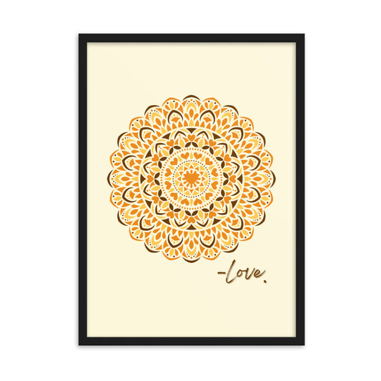 Orange Love Dial Mandala Framed Matte Paper Poster