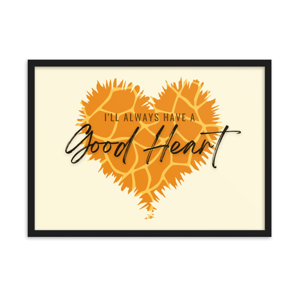 "Good Heart" Giraffe Pattern Framed Matte Paper Poster