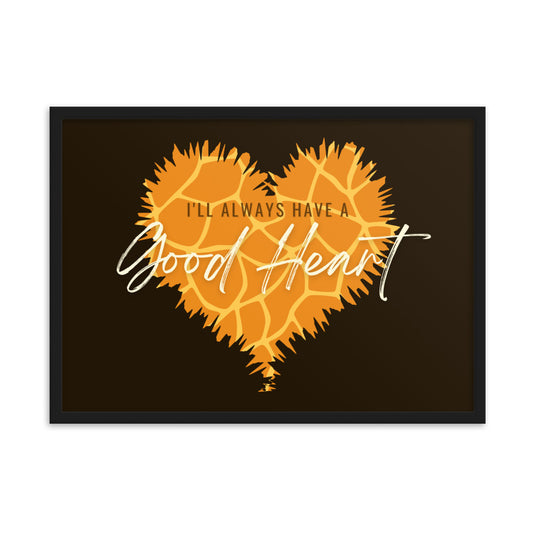 "Good Heart" Giraffe Pattern Framed Matte Paper Poster B