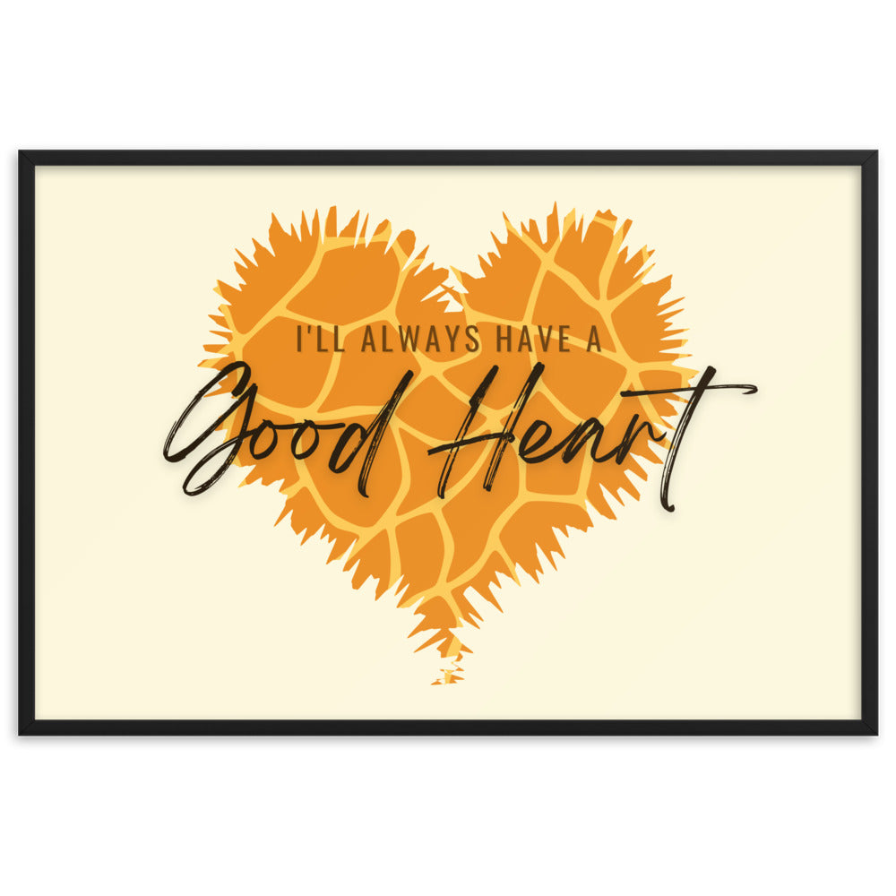 "Good Heart" Giraffe Pattern Framed Matte Paper Poster