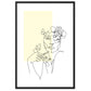 Yellow Flower Lady Sketch Art Framed Matte Paper Poster