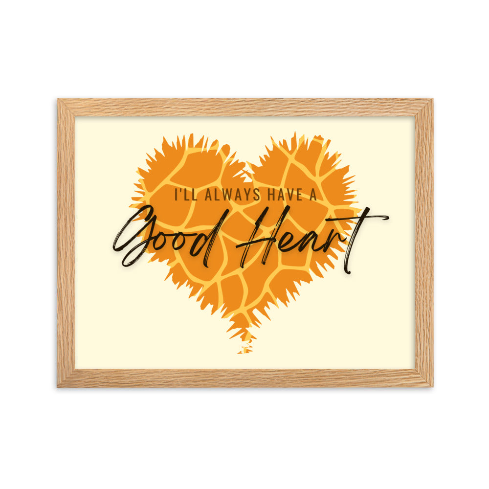 "Good Heart" Giraffe Pattern Framed Matte Paper Poster