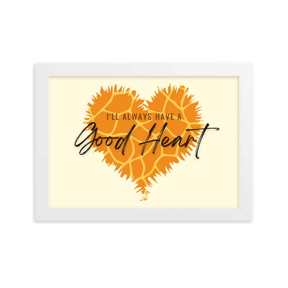 "Good Heart" Giraffe Pattern Framed Matte Paper Poster