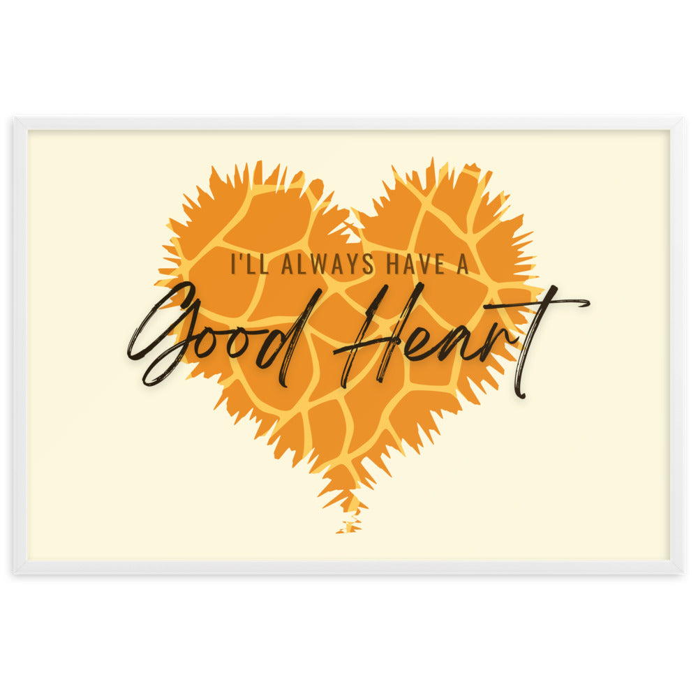 "Good Heart" Giraffe Pattern Framed Matte Paper Poster