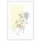 Yellow Flower Lady Sketch Art Framed Matte Paper Poster