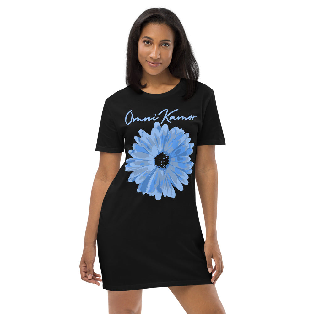 Organic Cotton Signature Blue Flower T-Shirt Dress