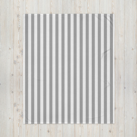 Grey Stripe "Yellow Sketch Art" Throw Blanket D