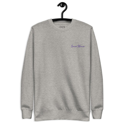 Embroidered Purple Signature Unisex Fleece Pullover Bright