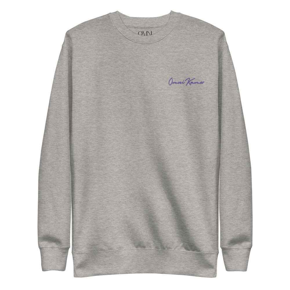 Embroidered Purple Signature Unisex Fleece Pullover Bright