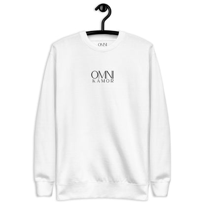 Embroidered Stacked Logo Unisex Fleece Pullover White Center