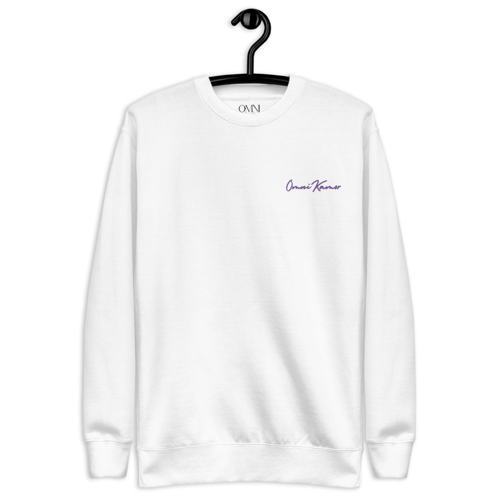 Embroidered Purple Signature Unisex Fleece Pullover Bright