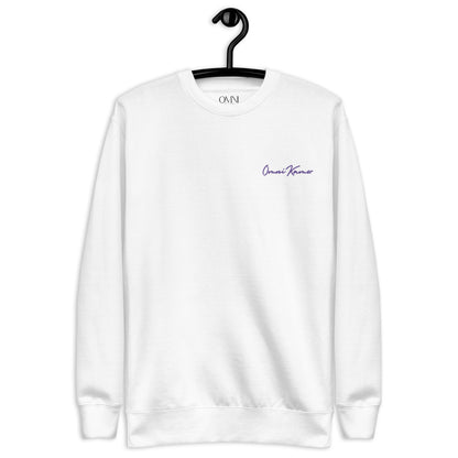 Embroidered Purple Signature Unisex Fleece Pullover Bright