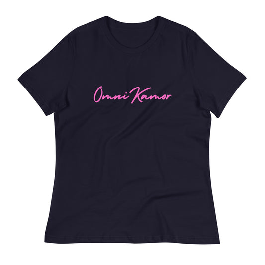 Women's Pink Signature Relaxed T-Shirt Dark